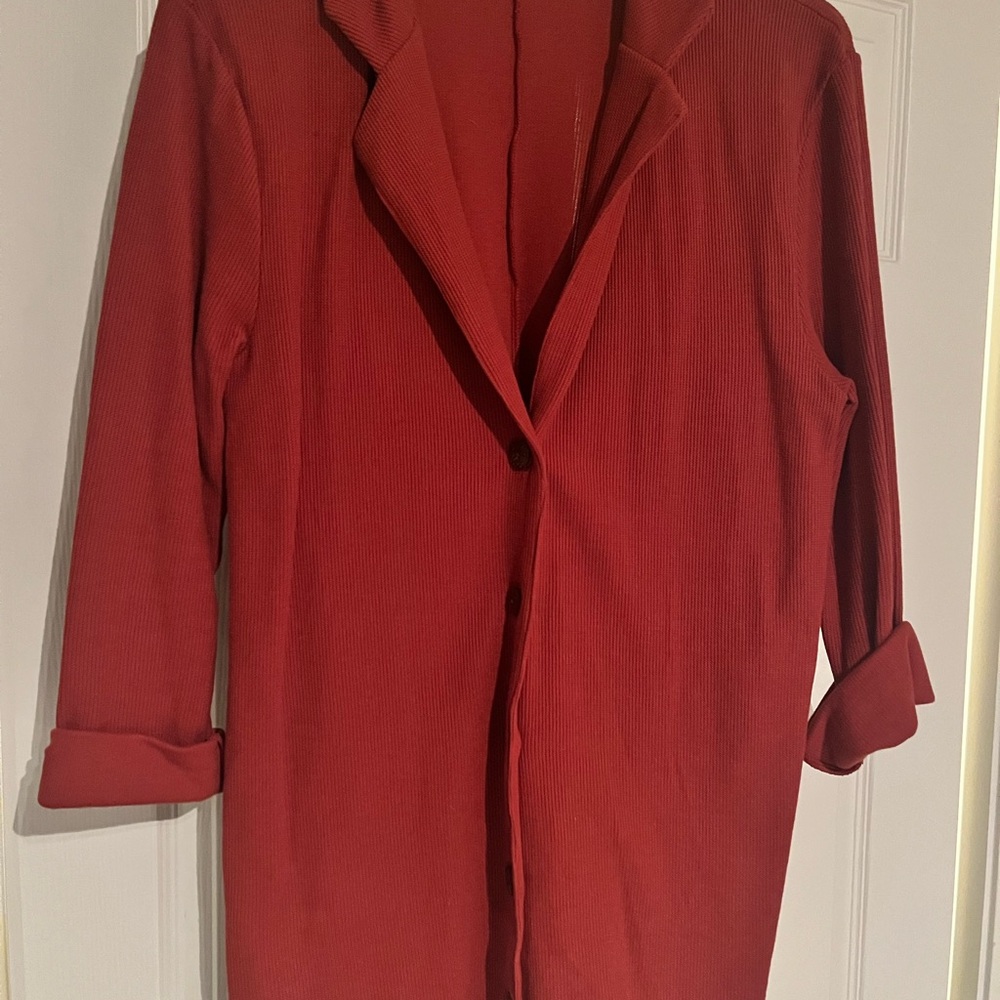Red Longline Blazer Jumper